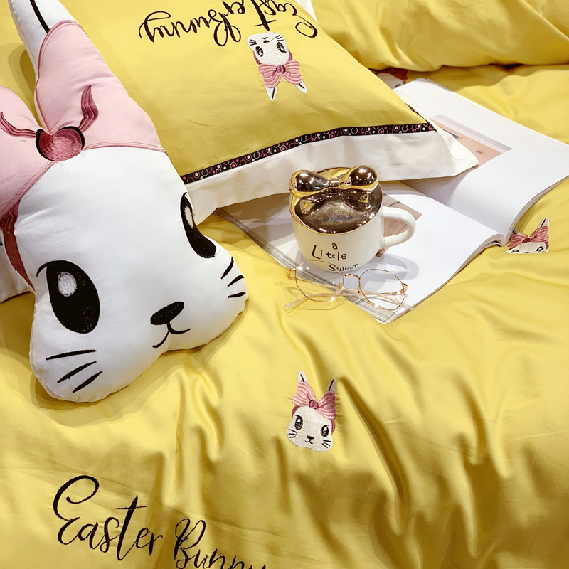 Girl Heart Bunny Jenny Bow Thêu 60S Long Velvet Cotton Cartoon Dễ thương Gối Sofa Đệm Trang trí - Trở lại đệm / Bolsters gối tựa lưng văn phòng cao su non