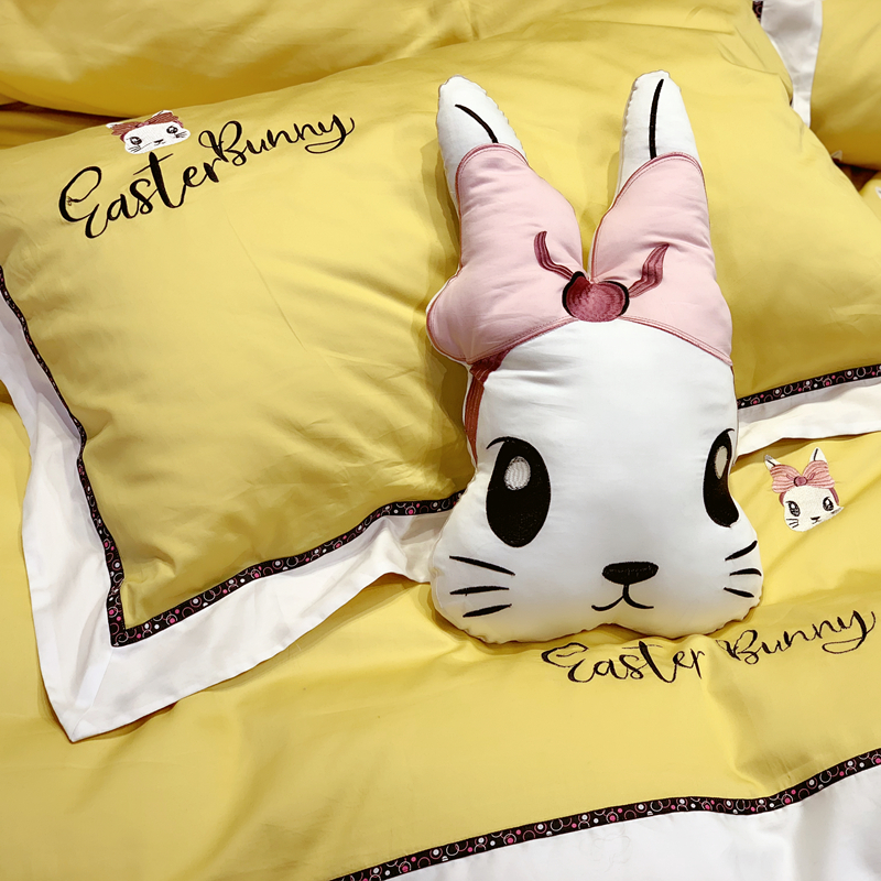 Girl Heart Bunny Jenny Bow Thêu 60S Long Velvet Cotton Cartoon Dễ thương Gối Sofa Đệm Trang trí - Trở lại đệm / Bolsters gối tựa lưng văn phòng cao su non