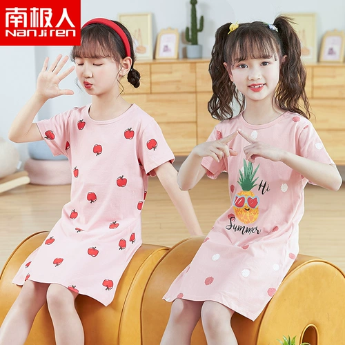 Летняя пижама, детская юбка, хлопковый наряд маленькой принцессы, подходит для подростков, короткий рукав