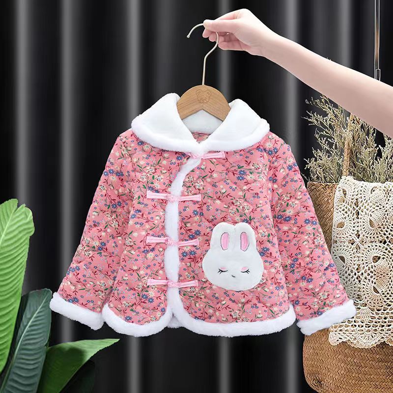 Girl's winter Northeast big flower cotton padded jacket Children's New Year clothes for women's New Year clothes women's baby Baiyenin Winter Tang costume Han clothes-Taobao