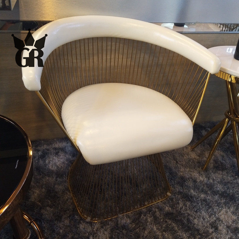 High-end Hollowed-out Stainless Steel Gold Plated Color Casual Chair Fashion Clubhouse Metal Chair Hotel Engineering Chair Customize