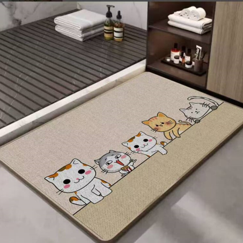Bathroom Floor Mat Woven Linen Absorbent Quick-Drying Non-Slip Mat for Bathroom, Toilet, and Restroom Entrance