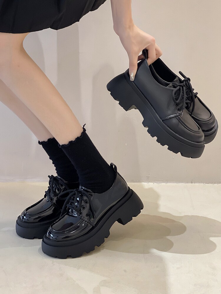 British Style Thick-Soled Leather Shoes for Women 2025 New Autumn and Winter Versatile Black Jk Single Shoes Platform Loafers ins Trendy