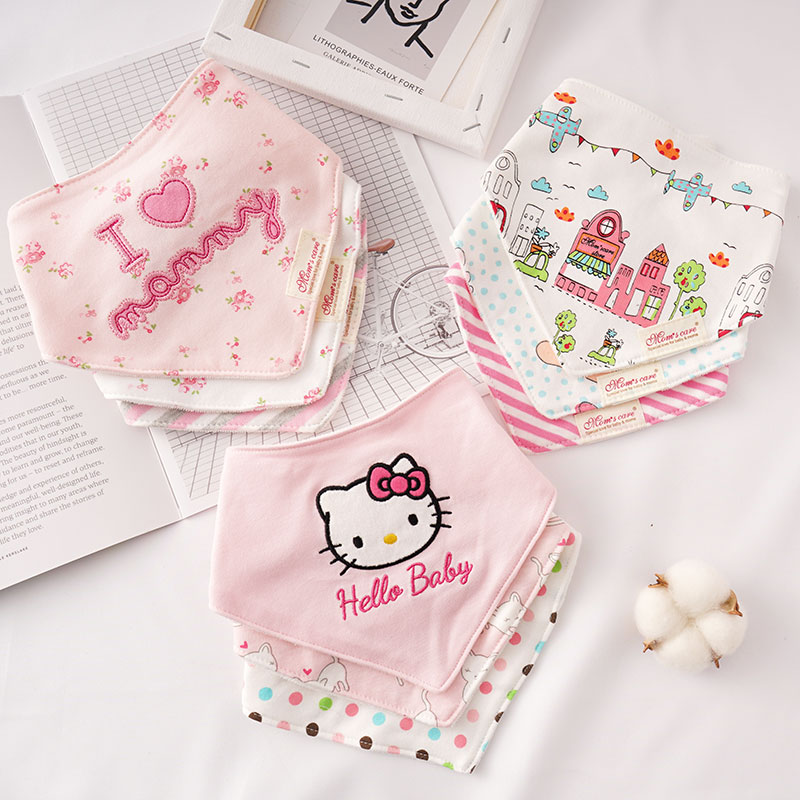New baby cotton triangle scarf Male and female baby cute bib children's saliva towel newborn bib 3 pieces