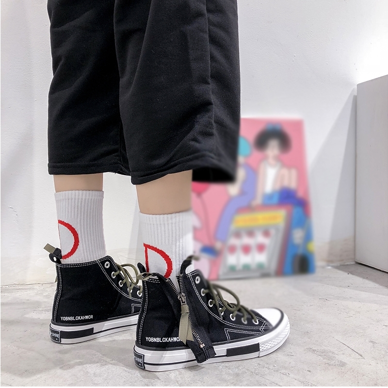 Giày vải hip hop nữ 2018 phiên bản Hàn Quốc mới của học sinh trung học Sen Harajuku ulzzang giày đế bằng thủy triều giày thể thao nữ