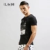 Luo Hao nam mùa hè cotton mỏng giản dị cổ tròn ngắn tay t-shirt nam thời trang cá tính in ấn thanh niên từ bi người đàn ông áo polo Áo phông ngắn