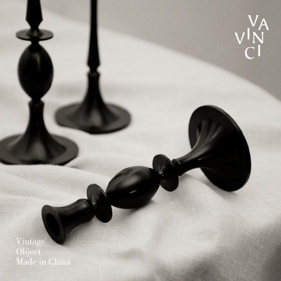 梵其法式复古黑色金属蜡烛烛台摆件家用浪漫高级感罗马柱烛台装饰