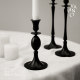 梵其法式复古黑色金属蜡烛烛台摆件家用浪漫高级感罗马柱烛台装饰