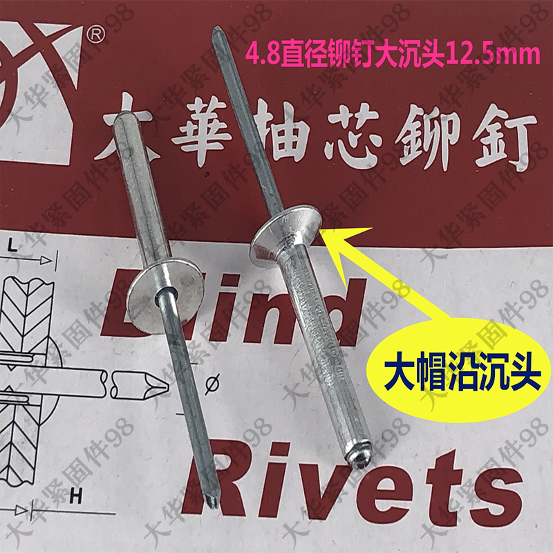 Large Cap Sink Head Rivet Large Cap Along Countersunk Head Pumping Core Rivet Large Cap Sink Head Pull Nail Special Countersunk Rivet Big China