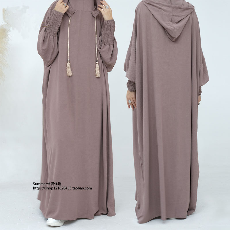 European and American Style Turkish Tiktok Aliexpress Hooded Loose Robe for Women Hooded Dress Robe