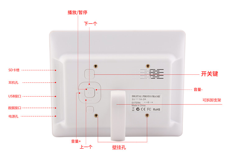 Màn hình LED cạnh hẹp mới 7 inch / 8 inch / 10 inch / khung ảnh kỹ thuật số đa chức năng máy ảnh quảng cáo điện tử độ phân giải cực cao