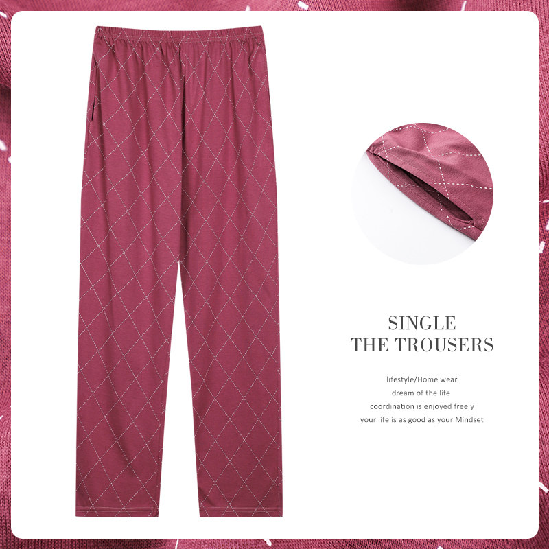 Lady Home Pants Fall Pure Cotton Long Pants Sleeping Pants Mom Spring Full Cotton Autumn Winter Thin Middle Age Can Wear New