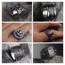 Harley retro locomotive titanium steel ring cross round punk style no paint no rust fashion men