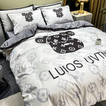 Xiaohongshu recommends light luxury high-end ice silk four-piece set for naked sleeping bedding sheets quilt cover silk bedding and fitted sheet