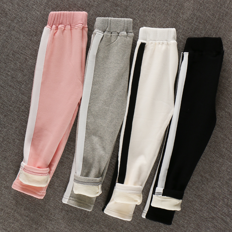 Autumn Winter Nice Things CUHK Male Girl Children Full Cotton Knit Plus Velvety Pull Elastic Inner lap pants 90-150cm