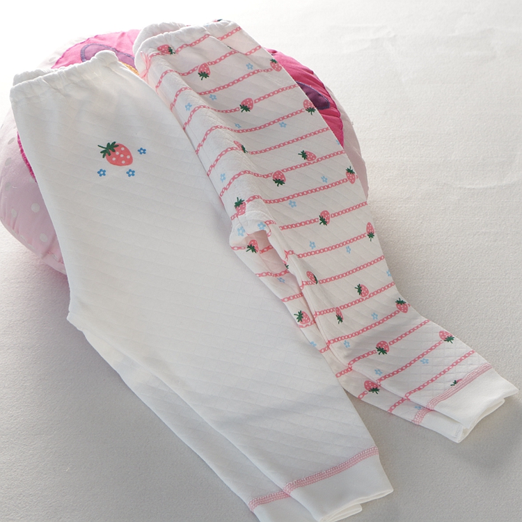 Autumn Winter New Pint Girl Child Baby Clothing Lingerie Pure Cotton Air Cotton Thin Warm Beating Bottom Inner Lap Pants Strawberry