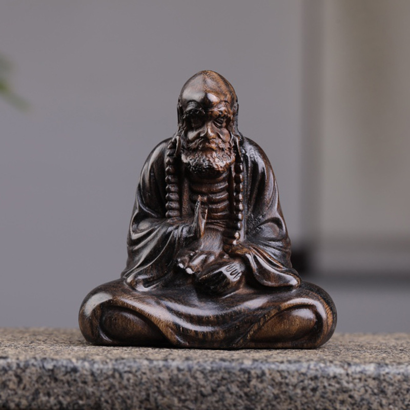 New Sunken Persimmon Wood Solid Wood Engraving Damo Sitting Zen wooden living room Home Red wood