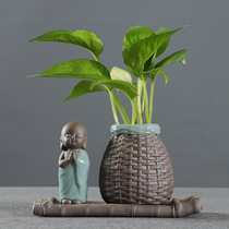 Purple Sand Ceramic Tea Spotting Flower Pot Water Raising Plant Green Lori Bronze Money Grass Hydropony Flower Flower Arrangement Ware Furniture Home Decoration Products