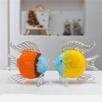 Glass-glazed pro-mouth fish handicraft desk face-like cubicles TV Wine Cabinet Creative Pendulum home Decorative Goods