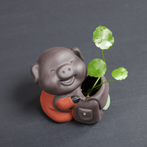 Creativity can raise small pig tea favorites Flower Vase Swing Piece Personality Cute Desktop Art Flower Ware Flower Pot tea set accessories