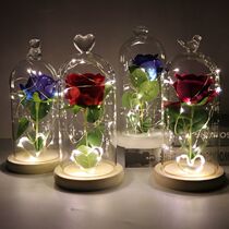 Creative Evergreen Flowers Glass Cover 520 Valentines Day Gift Microscape Desktop Decoration Transparent Luminous Loving Pendulum