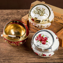 Eurostyle ashtray big number anti-fall living room home windproof with lid tea table creative personality metal decorative ashtray