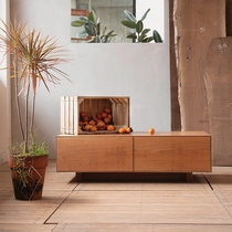 MUMO Wood Ink Good Double Pumping Tea Table Nordic Cherry Log Living Room Containing Solid Wood Lockers Modern Brief