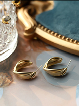 2021 new earrings female Korean temperament lukewarm European and American entwined sub-light ear nail twist circle earmark tide