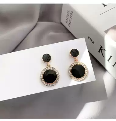 s925 sterling silver diamond round earrings women's 2021 new trendy earrings French high-end sense earrings fashion earrings