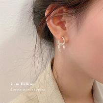 South Korean High sense Double C earrings pure silver needle ear nail style temperament net red ear pendant pearl earrings 2021 new