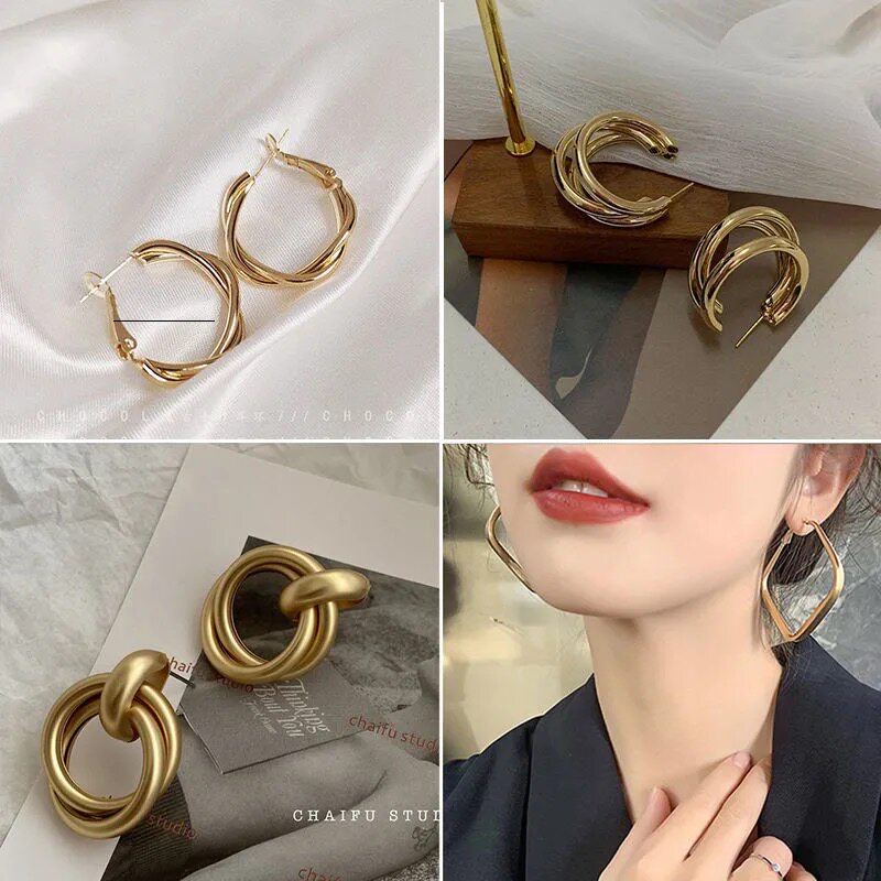 Net Red Hemp Flower Personality Earrings Geometric Round Design Sense Earrings Female minimalist Temperament Mesh Red Earrings S925 Silver Pin