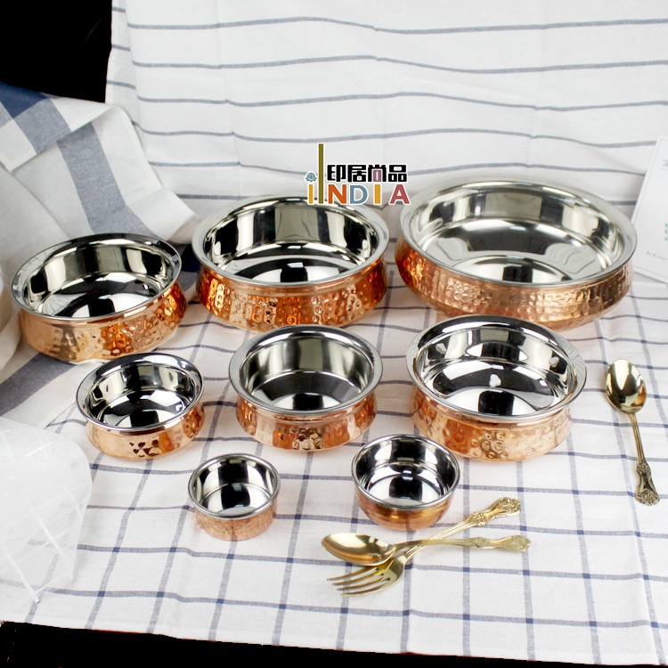 Yinju Shangpin Indian Imported Brass Bowl Curry Bowl Copper Art Decorative Bowl Handi Multiple Sizes Available