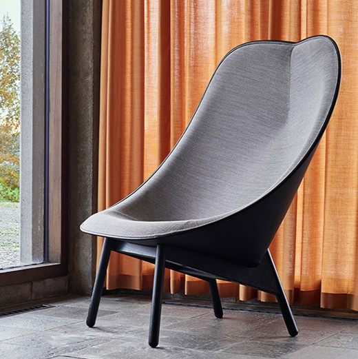 Red single glass fiber high back recreational chair Modern living room lounge chair small household fan designer chair