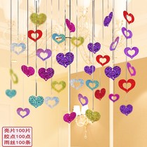  Balloon love five-pointed star pendant Wedding room decoration decoration romantic rain silk pendant wedding wedding sequin accessories