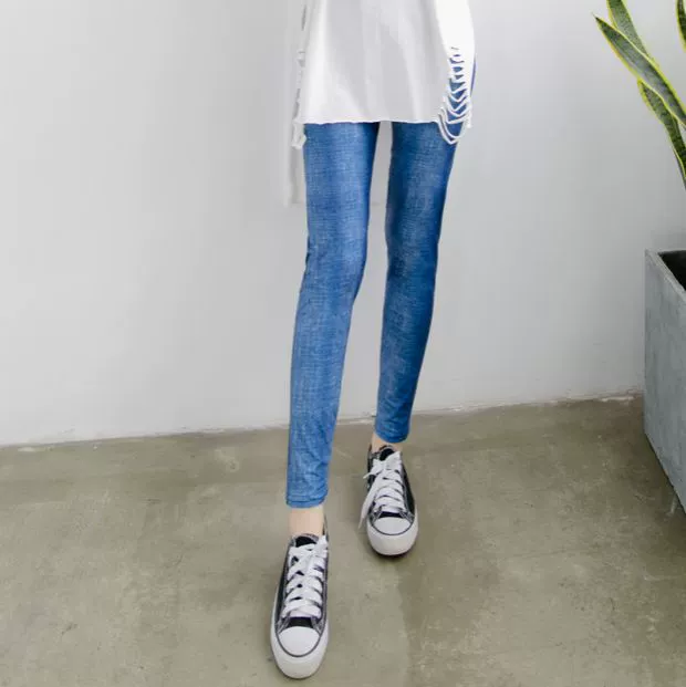 Kích thước lớn mặc quần legging giả denim co giãn chín quần dài Hàn Quốc mùa hè và mùa hè quần mỏng phần quần quần nữ thủy triều - Quần tây thường