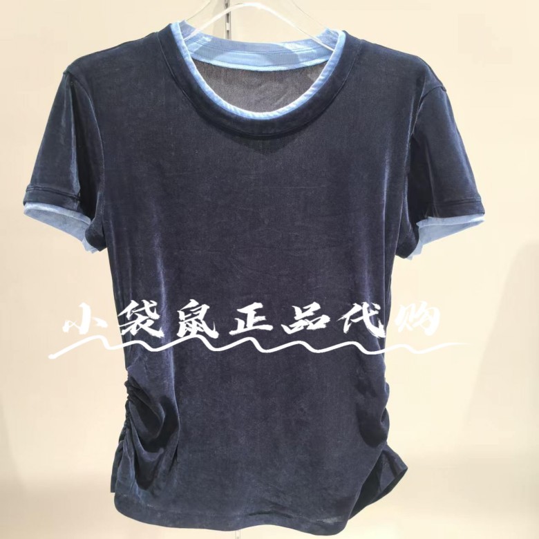 112608102039 Original 599 H'S/Hs Genuine Product from the Store 2026 Autumn Style Color-Block Collar Short-Sleeve T-Shirt Top