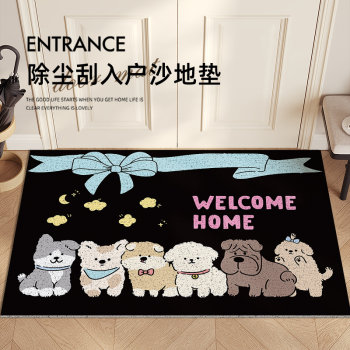 Ins cartoon household silk circle door mat entrance carpet entrance door rub soil foot mat can be cut pvc mat cat