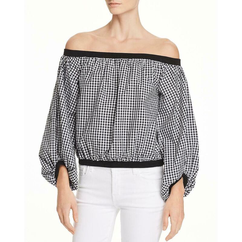 [Monkey Home Us Stock 159 Usd] 7 for All Mankind Black and White Off-Shoulder Pure Cotton Shirt