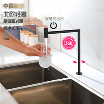 Hanpai All-copper single cold pure faucet Kitchen sink sink Water purifier plus high button direct drinking faucet