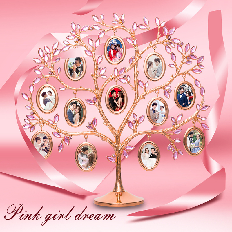 Langsheng Crystal Tree Photo Frame Wedding Birthday Gift for Valentine's Day, Wife, Best Friend, Girl's Table Photo Frame