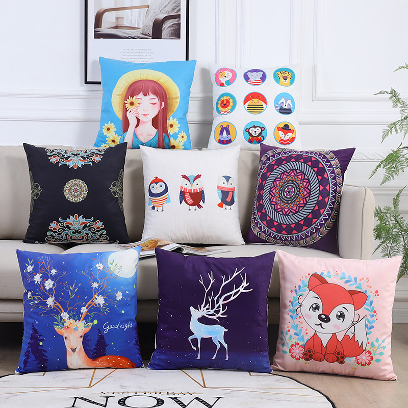 Sofa Pillow Cushion Cartoon Living Room Bedside Bed Sleeping Pillow Backrest Without Core Pillow Core Car Removable Washable