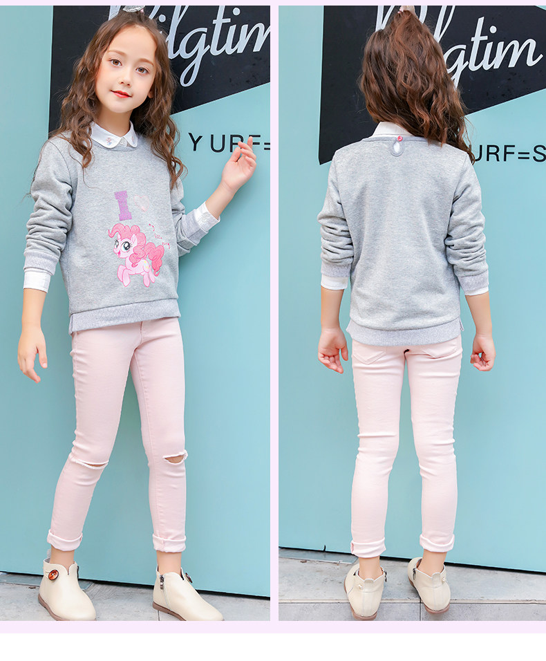 A类安全等级 FUTURINO 芙瑞诺 小马宝莉 纯棉 女童圆领套头卫衣 天猫优惠券折后￥49包邮（￥69-20）90~140码全