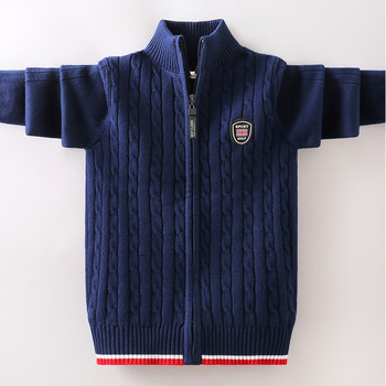 Velvet thickened cotton stand collar zipper knit sweater in autumn and winter Velvet thickened cotton stand collar zipper knit sweater in autumn and winter