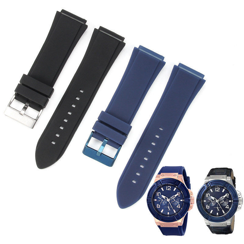 Suitable for Guess Watch U0247G3 W1058G2 W0040G3 Blue Silicone Rubber Watch Strap