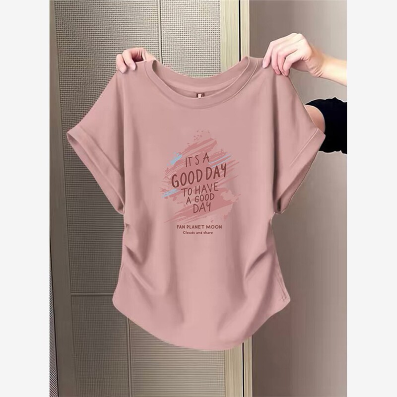 Korean Short-Sleeved T-Shirt with Ruffled Sleeves and Regular Shoulders, Made of Pure Cotton, for Women, 2026 New Style, Stylish, Waist-Cinching, Slimming Top for Summer
