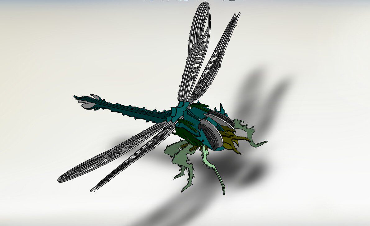 Dragonfly Sheet Metal Puzzle 3D Model Drawing Solidworks Design with STEP IGS