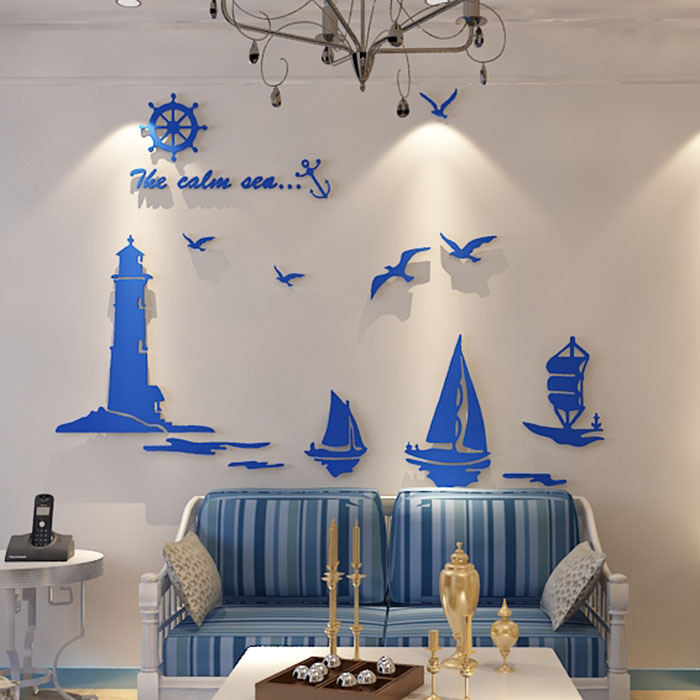 Mediterranean in air acrylic wall painting 3D stereo living room sofa TV background wall dormitory creative decoration