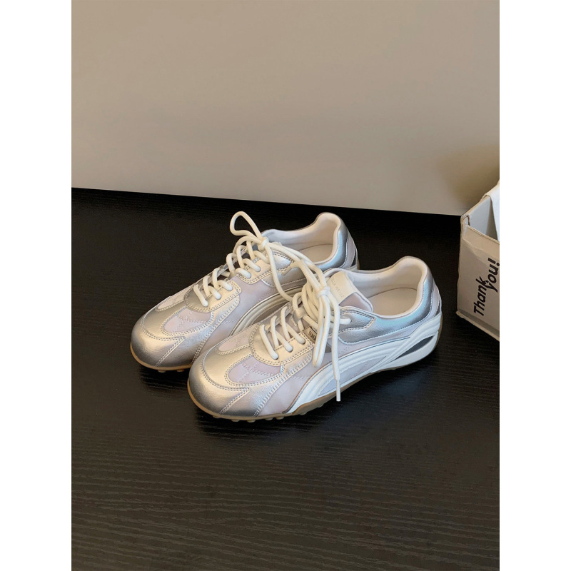 Silver Inner Height-Increasing Agande Training Shoes for Women, 2026 Spring New Retro Versatile Breathable Casual Sports Racing Shoes