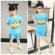 Quần áo trẻ em nam nữ nhà ngắn 100% quần short ngắn tay hai mảnh mùa hè quần áo trẻ em lớn quần áo mùa hè trẻ em