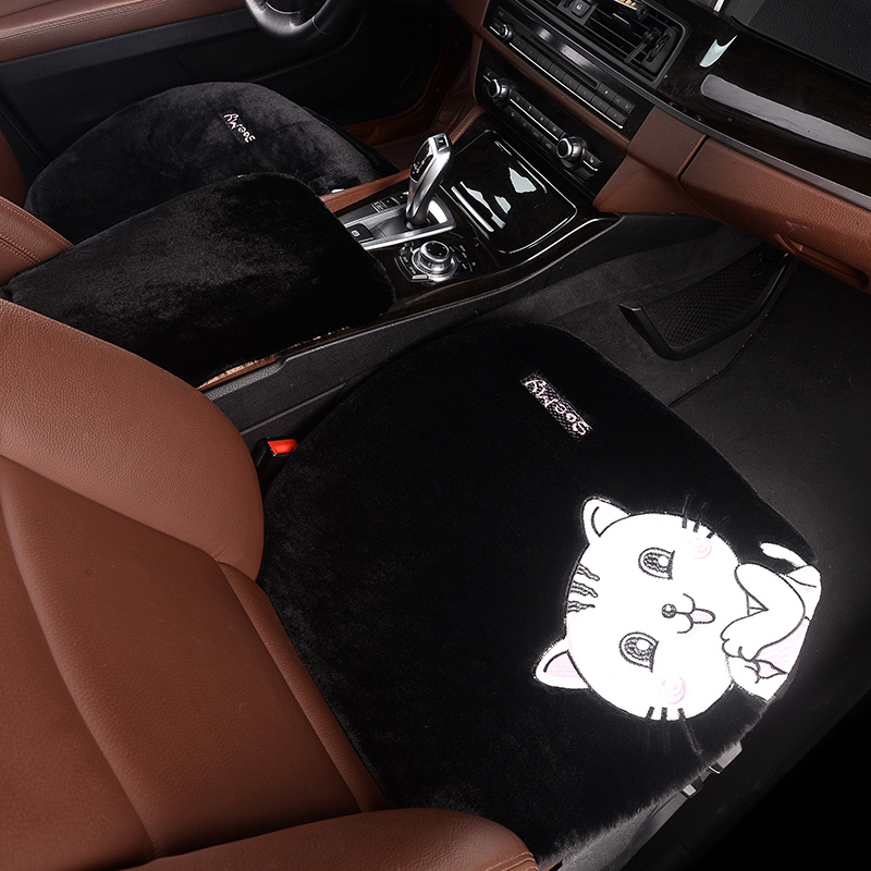 Winter plush car cushion cover warm and cold protection seat cushion cute cartoon seat cushion universal short hair cushion thickened